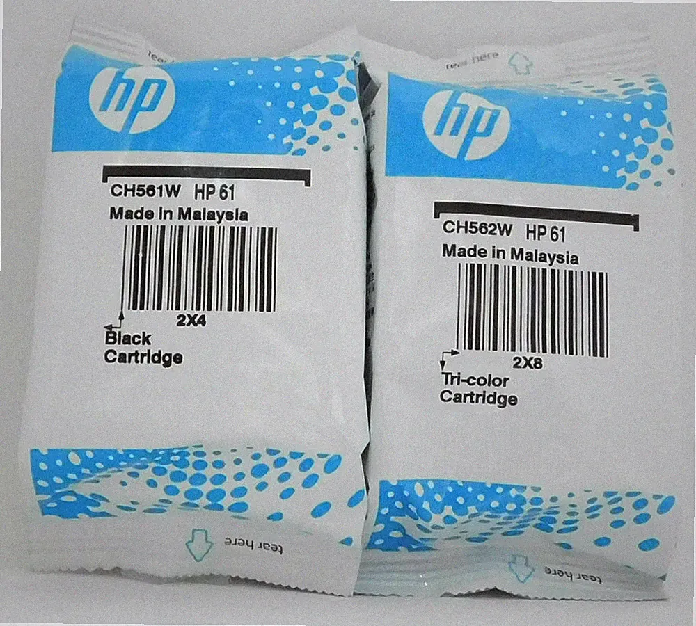 2 pack Genuine OEM HP 61 Black & Color Combo Printer Ink cartridge for Deskjet