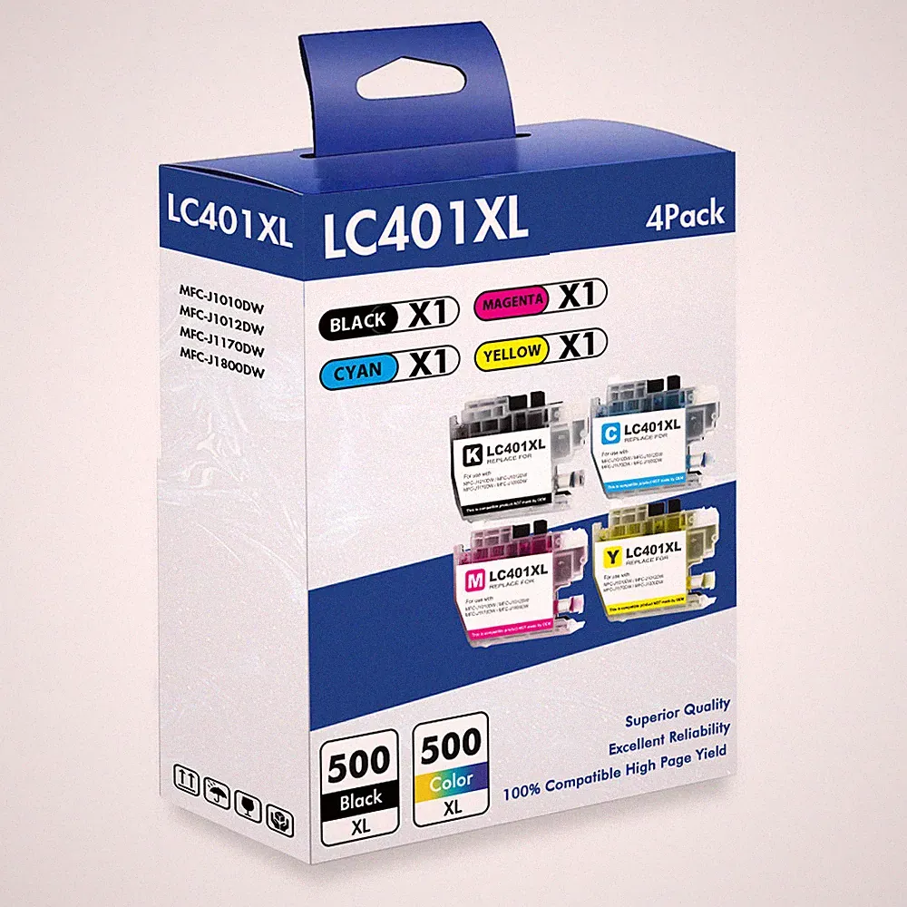 4 Pack LC-401 XL Ink Cartridges for Brother MFC-J1010DW MFC-J1012DW MFC-J1170DW
