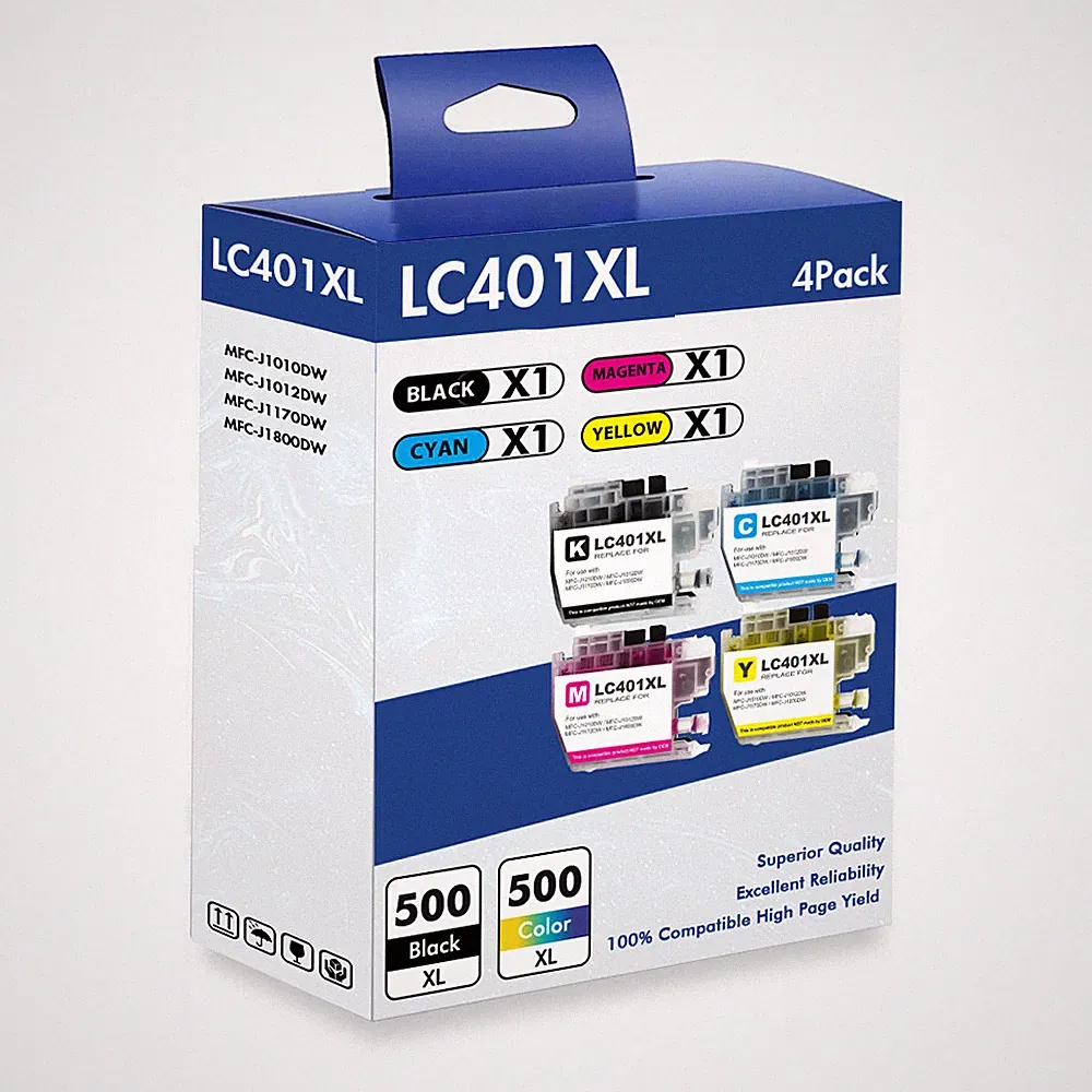 4pk LC-401XL LC401 Ink Cartridge for Brother MFC-J1010DW MFC-J1012DW MFC-J1170DW