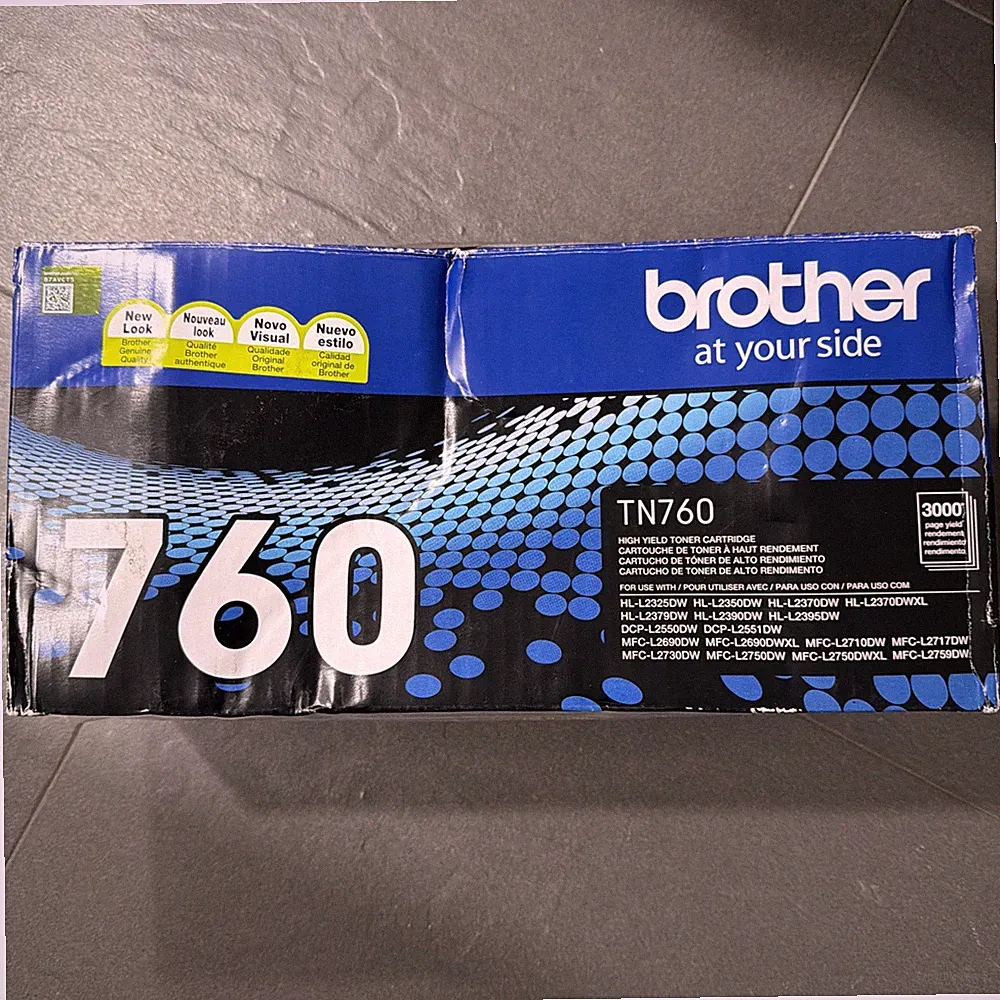 Brother Genuine TN760 High Yield Black Toner Cartridge