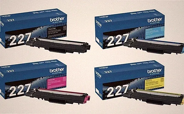 Brother TN-227 Toner Set Black Cyan Magenta Yellow Genuine OEM High Yield 4-Pack