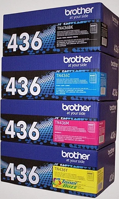 Brother TN 436 Toner Cartridge Set (OEM) | 4 Pack | Super High-Yield