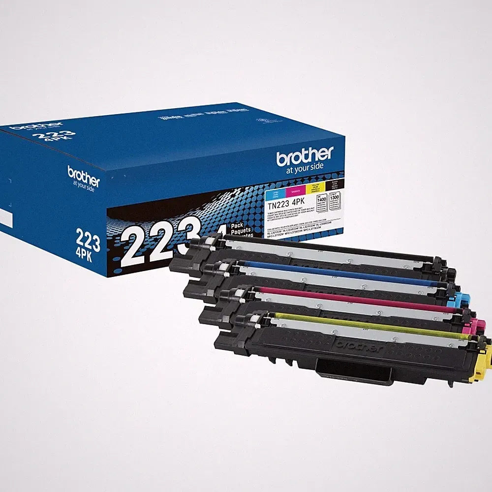 Brother TN223 Black And Cyan, Magenta, Yellow Toner Cartridges, Pack Of 4, TN223