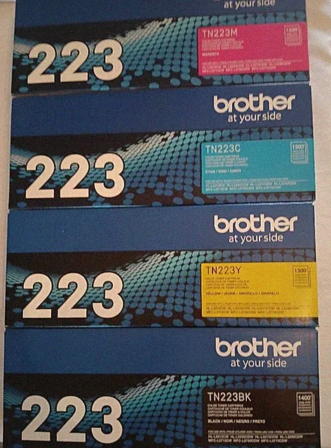 Brother TN223 Toner Cartridge Set 4-Pack (BK/C/M/Y) Genuine OEM Sealed