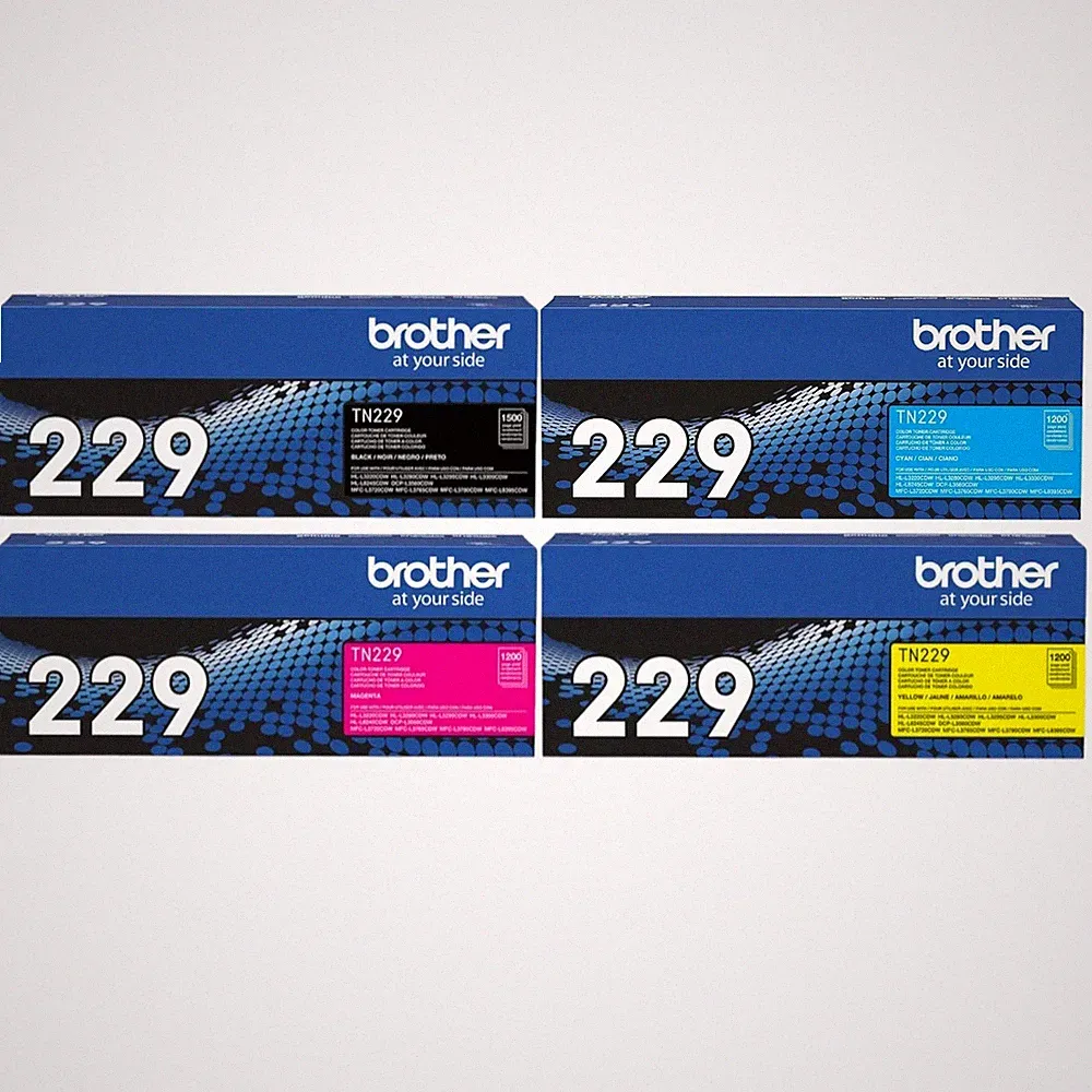 Brother TN229 High-Yield Toner Cartridge Set (Black, Cyan, Magenta, Yellow)