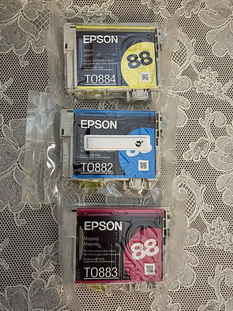Genuine Epson 88 Printer Ink 3 Pack Yellow Cyan Magenta Sealed No Box