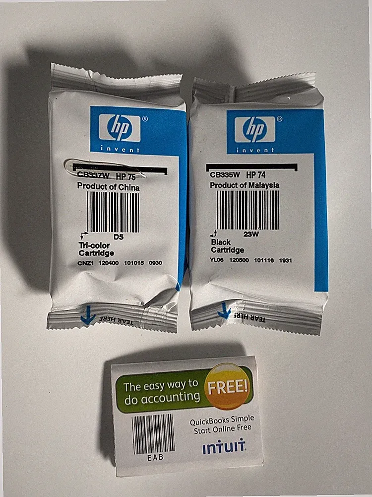 Genuine HP 74 Black and 75 Tri-Color Ink Combo Pack Printer Ink Expired Oct/2012