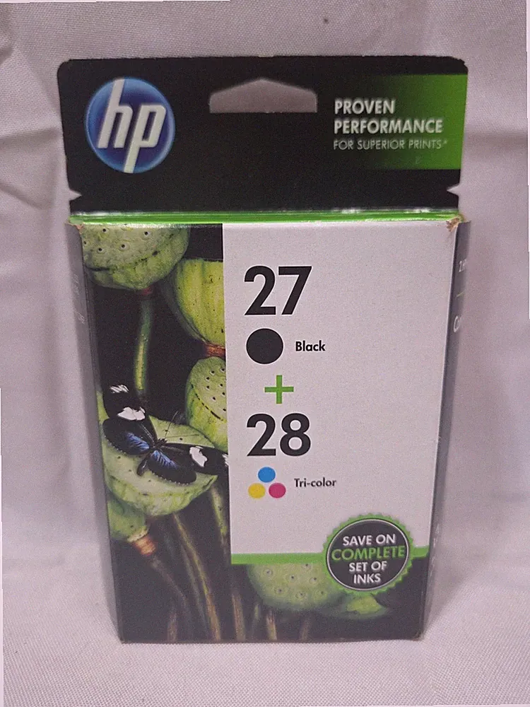 Genuine HP Black And Tri-Color Printer Ink 27 + 28 Combination Pack Expires 2013