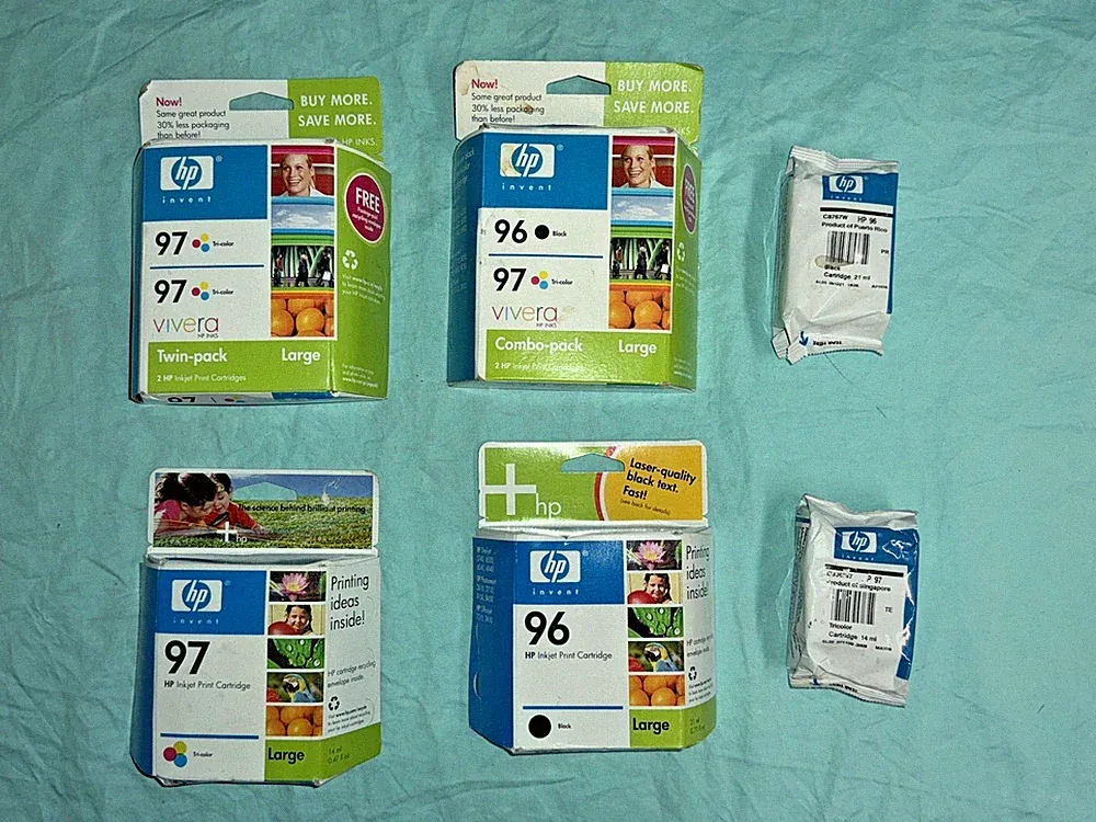 🔥 Lot Genuine HP Printer Ink Cartridges 97 Tri-Color 96 Black Twin Combo New!