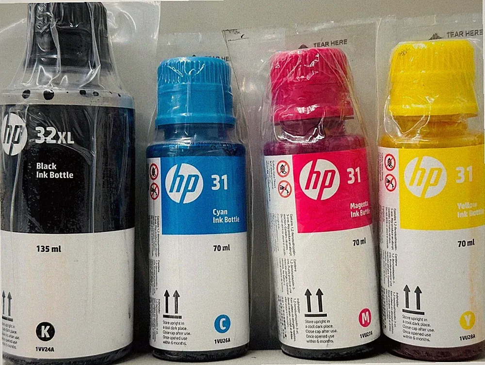 New Genuine HP 32XL Black 31 Cyan Magenta Yellow 4PK Ink Bottles