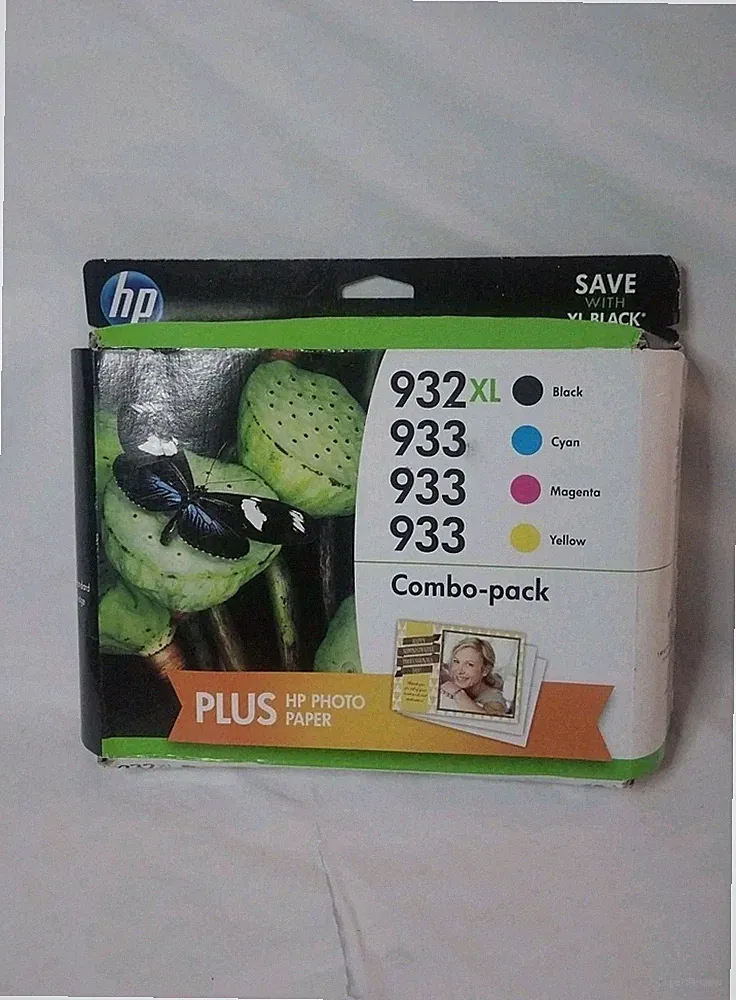 Original Genuine HP 932XL 933 Combo Ink Cartridges With Photo Paper Free Ship